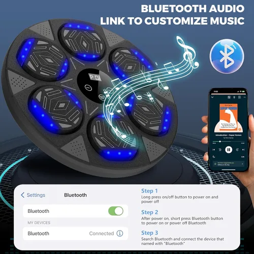 Vista 2 de 2026 Music Boxing Machine for Adults and Kids, Smart Bluetooth Boxing Training Equipment with Gloves Wall Mounted, Workout Punching Machine for