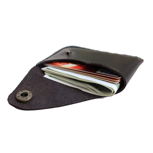 Vista 4 de Handmade Leather Front Pocket Card Holder Wallet, Bifold Design with Card Slots, Minimalist Card Case Simple