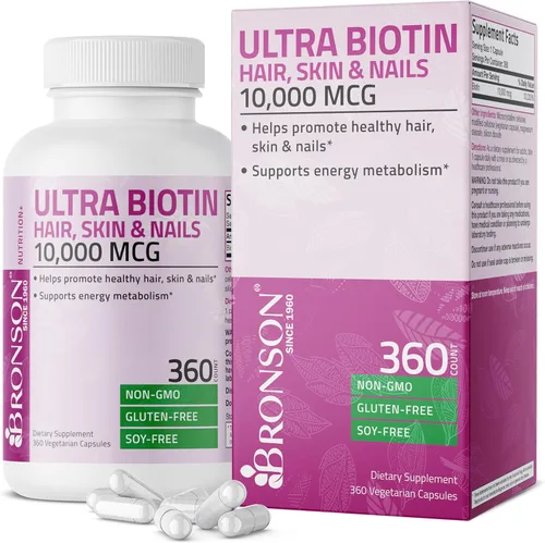Vista 9 de Bronson Ultra Biotina 10,000 Mcg Suplemento para Cabello, Piel y Uñas, Sin GMO, 120 Cápsulas Vegetarianas