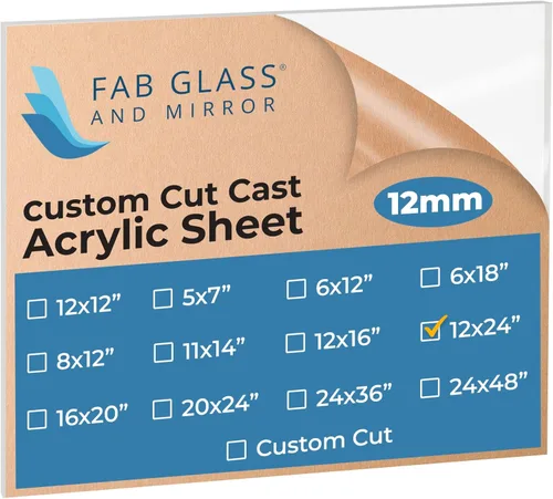 Vista 23 de Fab Glass and Mirror ACR12M5X7RC - Hoja de plexiglás acrílico de plástico PET de 5 x 7 x 1/2 pulgadas de grosor con película protectora, peso ligero