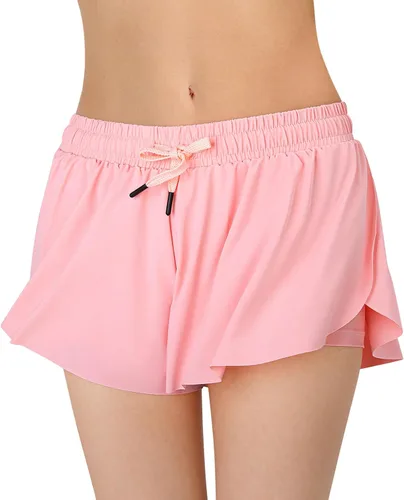 Monbessi Girls Butterfly Flowy Shorts Kids Athletic Running Shorts with Spandex Liner 2 in 1 Shorts for 4-12 Years