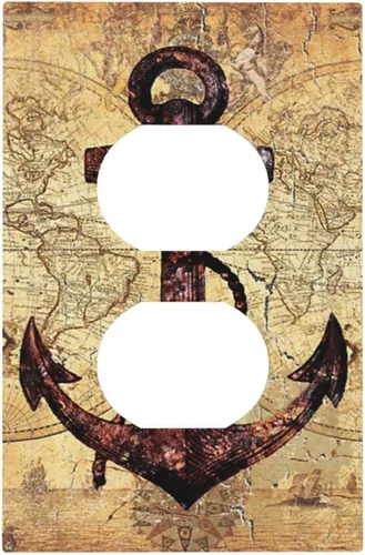 Ancla Náutica Mapa Vintage 1 Pandilla Interruptor de Luz Duplex Único Cubierta de Toma de Pared Decorativa Placa de Pared Interruptor Placa