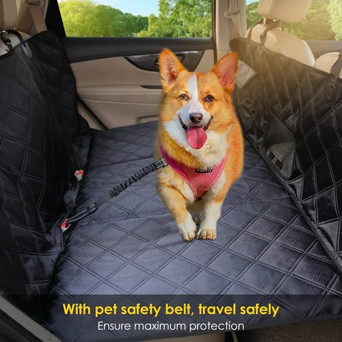 Vista 3 de Extensor de asiento trasero para perros, funda de asiento para perro con parte inferior dura, colchón de cama de automóvil no inflable, hamaca