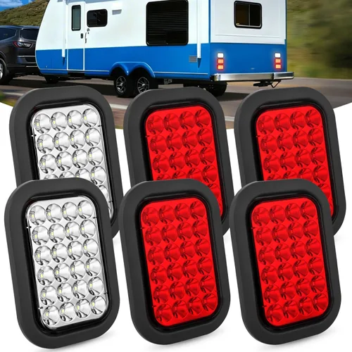 Vista 25 de Nilight - TL-08 - Luces traseras LED ovaladas de 6 pulgadas, color ámbar, 2 unidades, 10 LED con ojales de montaje empotrado, enchufes IP67, señales