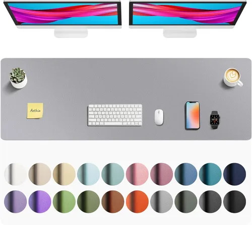 Vista 162 de Aothia - Protector de escritorio de cuero sintético, base para mouse y cubierta antideslizante, superficie impermeable para laptop y escritura