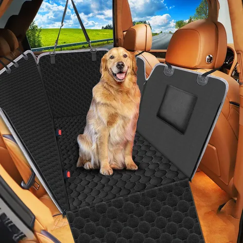 Vista 15 de Mancro Funda de asiento de automóvil para perro para asiento trasero, 2026 mejorada 600D, resistente, impermeable y resistente a los arañazos