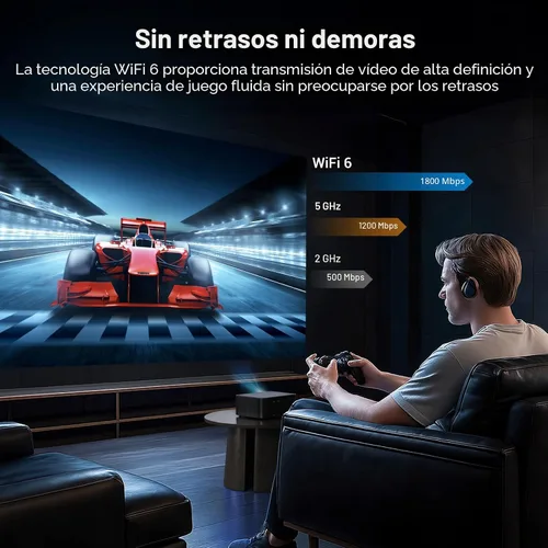Vista 6 de HAPPRUN Proyector inteligente Full HD con aplicación de transmisión Negro
