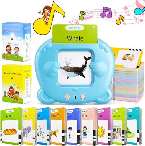 Tarjetas didácticas parlantes para niños pequeños, juguetes Montessori de aprendizaje con 510 palabras visuales, discurso de bolsillo para niños