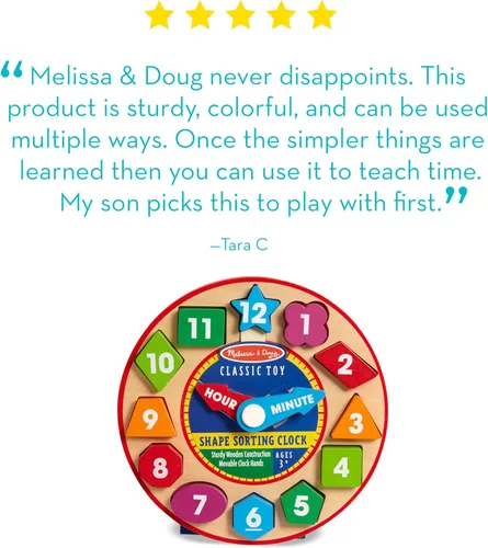 Vista 6 de melissa & doug reloj de clasificación de formas, Versión estándar, Multicolor
