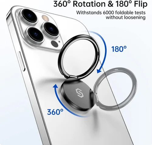 Vista 3 de Syncwire Cell Phone Ring Holder Stand, 360 Degree Rotation Finger Ring Kickstand Polished Metal Phone Grip for Magnetic Car Mount