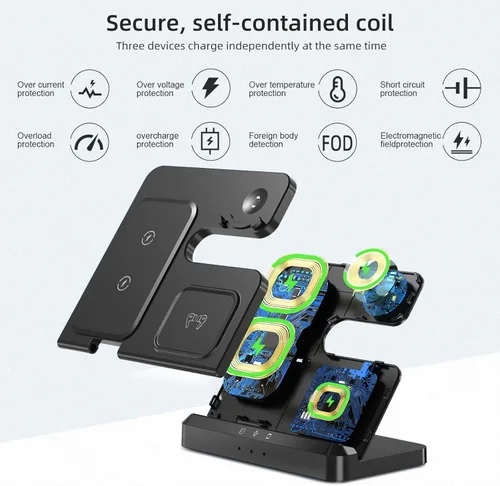 Vista 5 de Wireless Charger for Samsung, 3 in 1 Wireless Charging Station Compatible for Samsung Galaxy S23 Ultra S23 S22 S21 Z Fold5/4 Z Flip5/4 Galaxy Watch