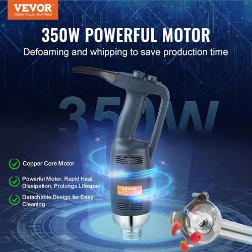 Vista 2 de VEVOR Licuadora de inmersión comercial de velocidad constante Licuadora de mano resistente de 350W Licuadora de mano de acero inoxidable 304