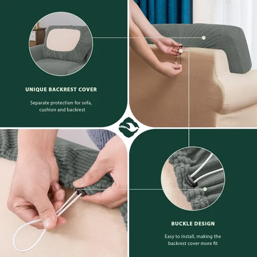 Vista 21 de CHUN YI Fundas para sofá de 7 piezas, lavables, fundas elásticas para sofá de 3 cojines con respaldo y fundas de cojín separados, protector