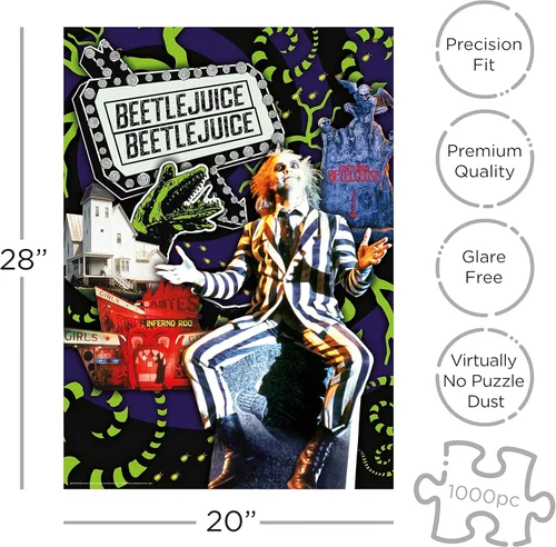 Vista 2 de AQUARIUS Beetlejuice - Rompecabezas de collage (rompecabezas de 1000 piezas), sin deslumbramiento, ajuste de precisión, mercancía y coleccionables