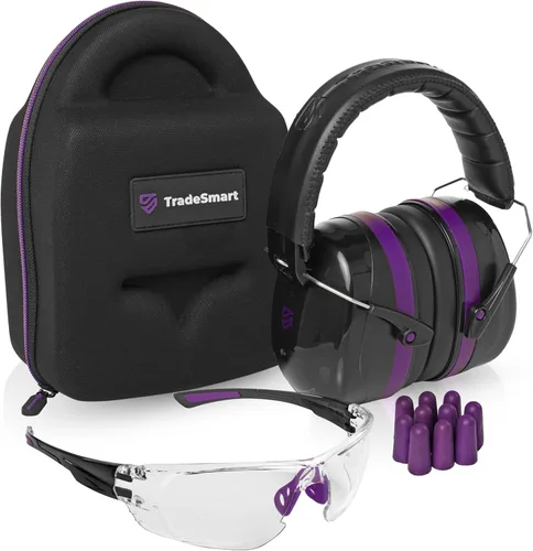TradeSmart All-in-One Shooting Ear Protection - Comfort+ NRR 28 Earmuffs, Glasses & Earplugs + Carry Case