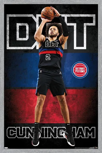 Vista 13 de Trends International NBA Detroit Pistons - Póster de pared de Cade Cunningham 23, 22.4 pulgadas de largo x 14.7 pulgadas, versión enmarcada