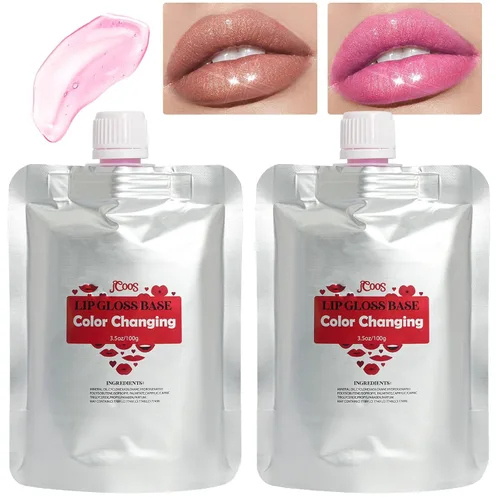 JCOOS Base de brillo de labios, aceite de labios que cambia de color, base de brillo de labios, 2 unidades de 3.5 onzas de base de brillo de labios