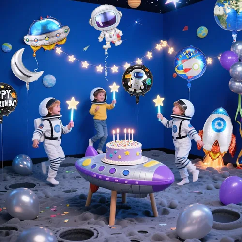 Vista 5 de 9 globos espaciales, globos de cohete de astronauta