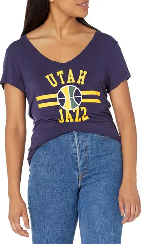 Vista 38 de Ultra Game Camiseta de mujer NBA Oficial con cuello en V y strass de manga corta