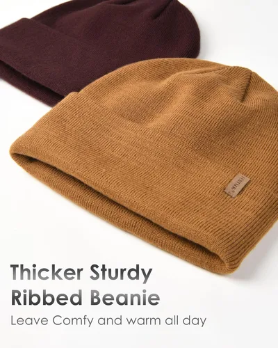 Vista 2 de FURTALK Gorro para hombre y mujer, con puños, grueso, unisex, gorro de invierno