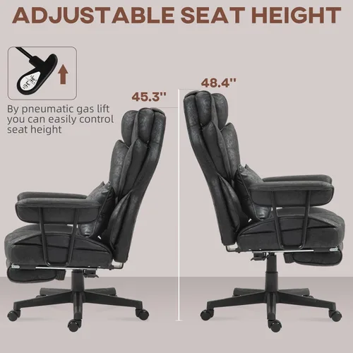 Vista 7 de HOMCOM Silla de oficina ejecutiva, silla de oficina grande y alta de 400 libras con reposapiés, silla de escritorio de microfibra para computadora