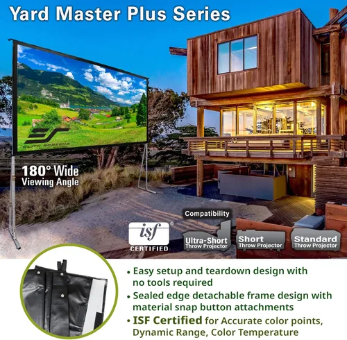 Vista 4 de Pantalla para proyector al aire libre con soporte 169, 8K 4K Ultra HD 3D, plegable y rápida YardMaster Plus Front Projection
