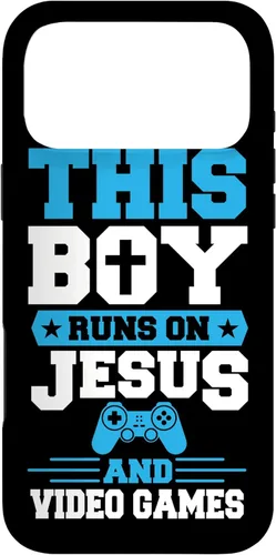 Vista 22 de This Boy Runs On Jesus And Video Games Christian Gamer Case for iPhone 16