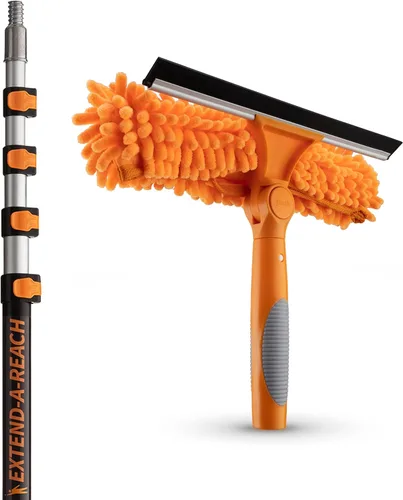 Vista 8 de Kit de lavado de ventanas de 4 a 12 pies con poste de extensión (alcance de más de 20 pies), herramienta de limpieza de ventanas y escobilla