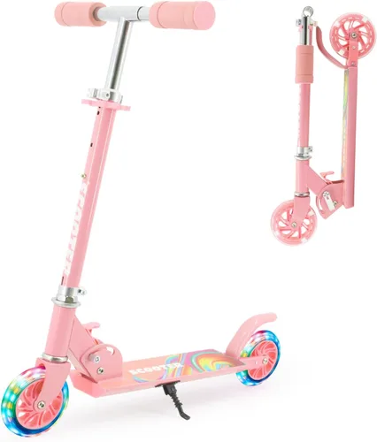 Vista 9 de Scooter for Kids with Light up Wheels, 3 Adjustable Levels, Rear Brake