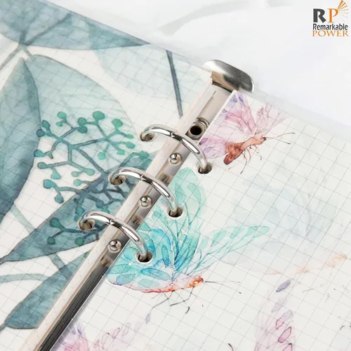 Vista 8 de RP Remarkable Power, Paquete de 24 separadores de índice de plástico A5 de la serie floral, divisor de pestañas insertable para 6 anillos