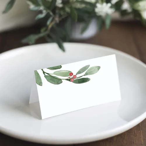 Bliss Collections Greenery - Tarjetas de lugar navideñas para fiestas de Navidad, bodas o eventos especiales de invierno. Tarjetas de asiento para