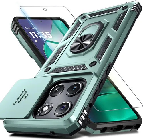 Vista 48 de Janmitta Compatible con Funda Moto G 5G 2024 con Cubierta Deslizante Integrada para Lente de Cámara + Protector de Pantalla + Soporte de Anillo