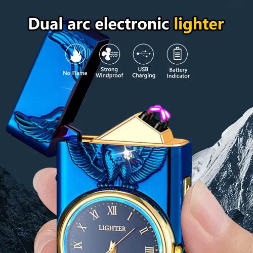 Vista 2 de SKRFIRE Encendedor Eléctrico Recargable Encendedor de Reloj para Águila, Encendedores de Arco USB, Encendedor de Dragón de Moda, Encendedores