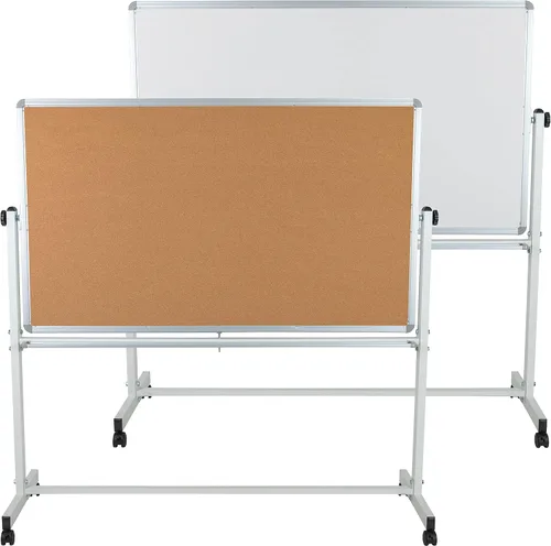 Vista 9 de Flash Furniture Hercules Mobile - Tablón de anuncios reversible de corcho, color blanco
