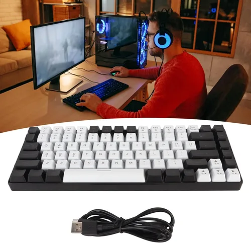 Vista 3 de Dpofirs Gaming Keyboard 80% Layou Ergonomically Curved, Mechanical Keyboard Mechanical Feeling, Gaming Keyboard Mechanical Widely Compatible mit RGB