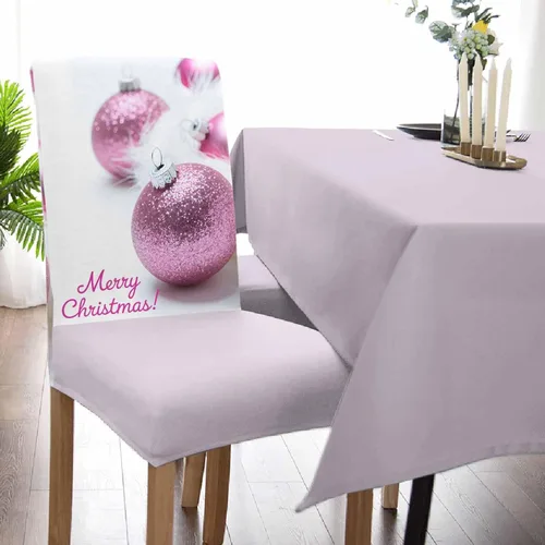 Vista 5 de Fundas elásticas para sillas de comedor, decoración de bolas rosadas, fundas protectoras extraíbles para sillas de comedor, para cocina, fiestas