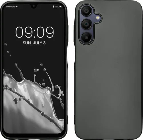 Vista 215 de kwmobile Funda compatible con Samsung Galaxy A12 - Funda protectora de silicona TPU suave y delgada - Verde oscuro mate