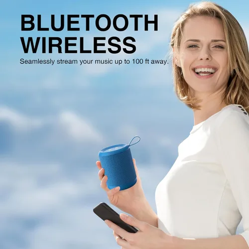 Vista 6 de MEGATEK Altavoz Bluetooth portátil con IPX5 impermeable, rango inalámbrico de 100 pies, sonido HD transparente, graves ricos, entrada auxiliar