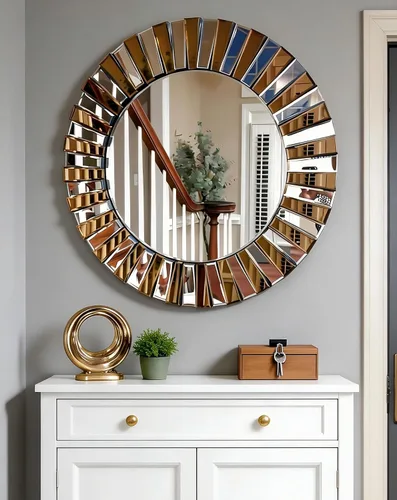 Espejo redondo decorativo Sunburst: borde de cristal