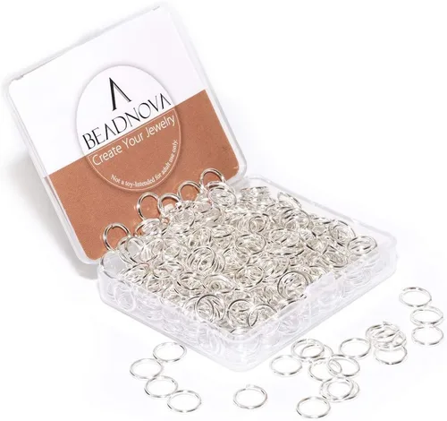 Vista 12 de BEADNOVA Anillos abiertos de 8 mm plateados, anillos de salto para hacer joyas y llaveros (300 piezas)