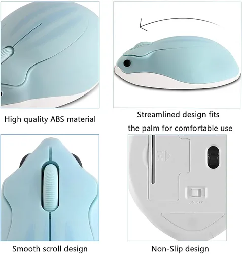 Vista 6 de Ratón inalámbrico con forma de hámster con forma de hámster, portátil de 1200 DPI USB inalámbrico para PC, Mac, computadora portátil, regalo