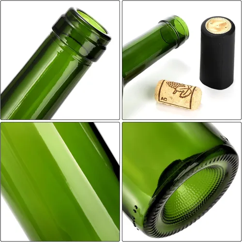 Vista 5 de DEAYOU Paquete de 8 botellas de vino burdeos de 25.4 fl oz, botellas de vidrio transparente con 8 corchos y 8 cápsulas retráctiles de PVC, botella