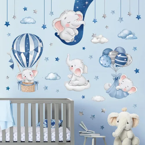 Vista 8 de decalmile Calcomanías de globos de animales del bosque, calcomanías de pared de mono, león y koala para bebé, guardería, dormitorio de niños