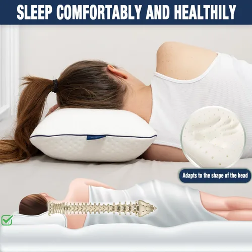 Vista 6 de alkamto Almohada de espuma viscoelástica cómoda para viajes y campamentos, bolsa portátil fácil de transportar, funda de almohada con regulación