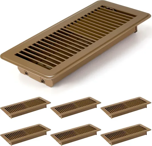 Vista 8 de Retisee 2 cubiertas de ventilación de registro de piso de 4 x 12 pulgadas, rejillas de ventilación de piso de acero resistente con flujo de aire