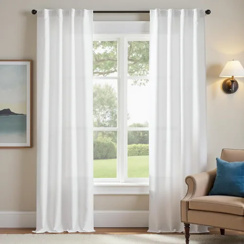 Vista 28 de JINCHAN Cortinas blancas para sala de estar y dormitorio, cortinas texturizadas de lino de 96 pulgadas de largo, 2 paneles, cortinas