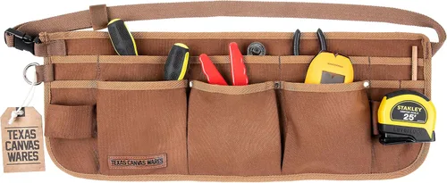 Texas Canvas Wares Delantal de herramientas, delantal de cintura, cinturón de herramientas | Delantal de trabajo resistente de lona encerada, 11