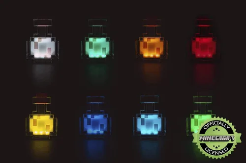 Vista 5 de Minecraft Potion Bottle Color-Changing LED Desk Lamp 7 Inch Night Light