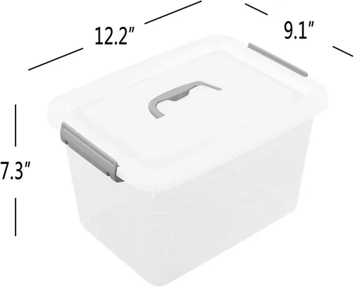 Vista 2 de Caja de almacenamiento de plástico transparente de 10 L, caja de cierre de almacenamiento de 6