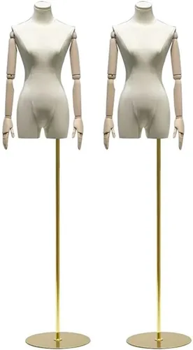 Adjustable 2pcs Female Mannequin Dress Form Set, Removable Head & Arms, Height Adjustable Clothing Display Model for Dresses & Jewelry, Size